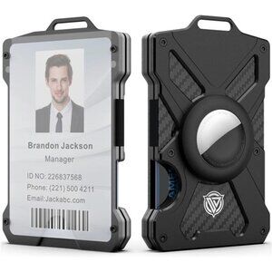 Airtag Wallet(No Airtag) with Clear ID Card Holder, Slim Wallet with Airtag